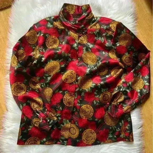 Vintage 80’s Notations Silky Secretary Blouse 8 - Picture 1 of 10